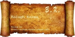 Balogh Kozma névjegykártya